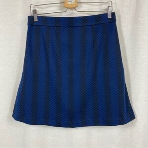 Ann Taylor Blue and Black Chevron Knee Length Skirt